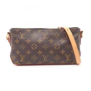 LOUIS VUITTON Authentic Brown Monogram Leather Trotter Shoulder Bag